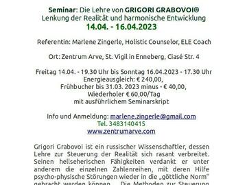 biete: Seminar DIE LEHRE VON GRIGORI GRABOVOI